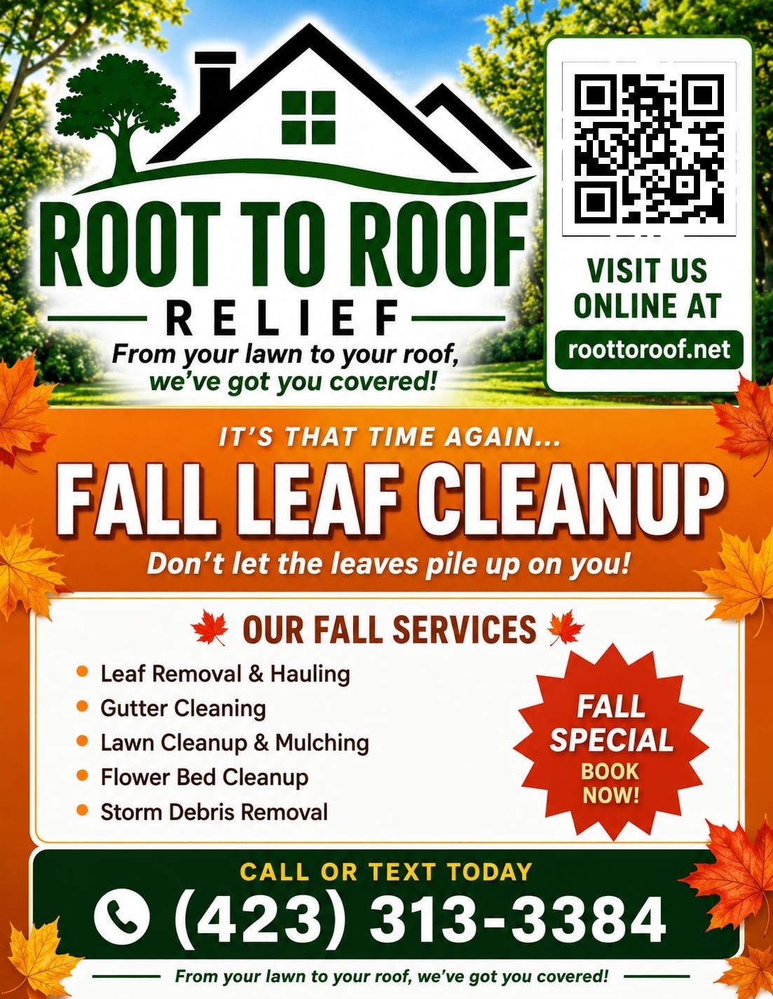 Fall Leaf Cleanup special flyer
